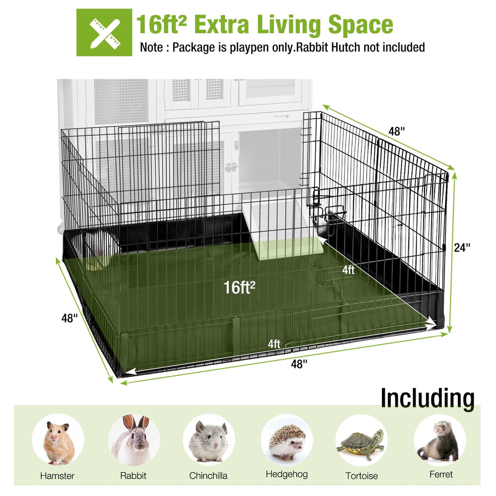 GUTINNEEN rabbit playpen detachable bottom with outdoor sunshade capability