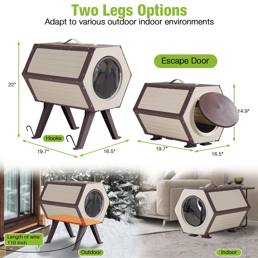 GUTINNEEN weatherproof exterior shields cats from wind and rain.