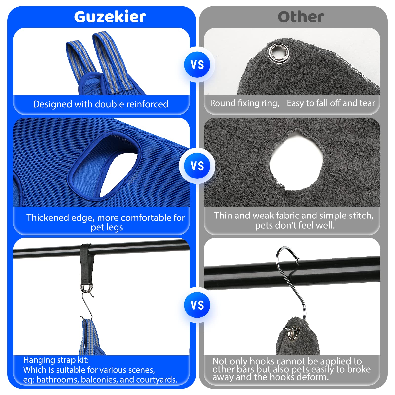 Guzekier 3D mesh breathable fabric hammock for comfortable grooming