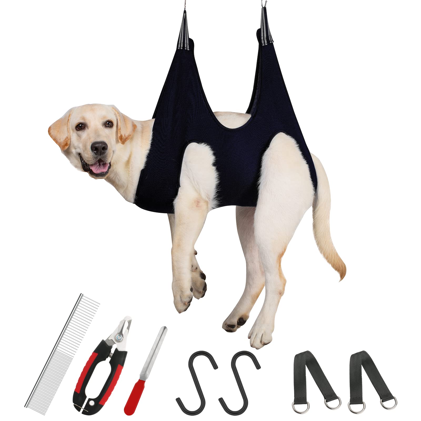 Guzekier dog grooming hammock setup keeps pets secure during home grooming sessions.