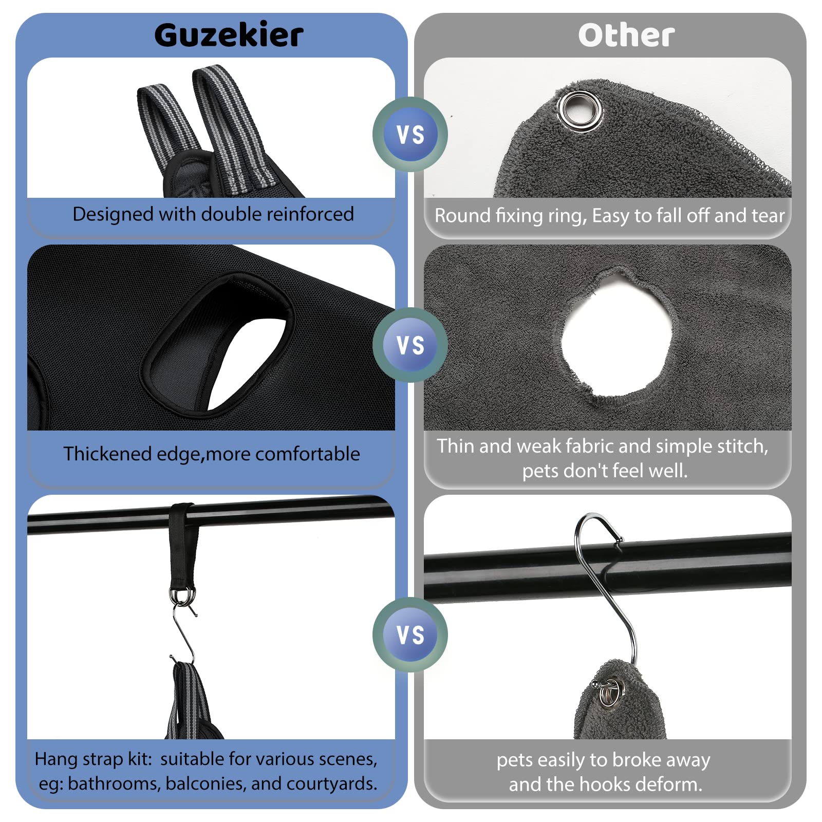 Guzekier dog grooming hammock size chart view helps choose the right fit for large dogs.