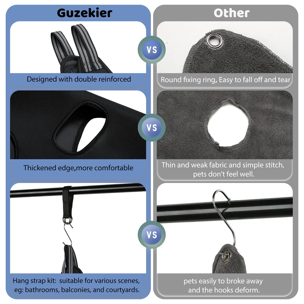 Guzekier dog grooming hammock size chart view helps choose the right fit for large dogs.