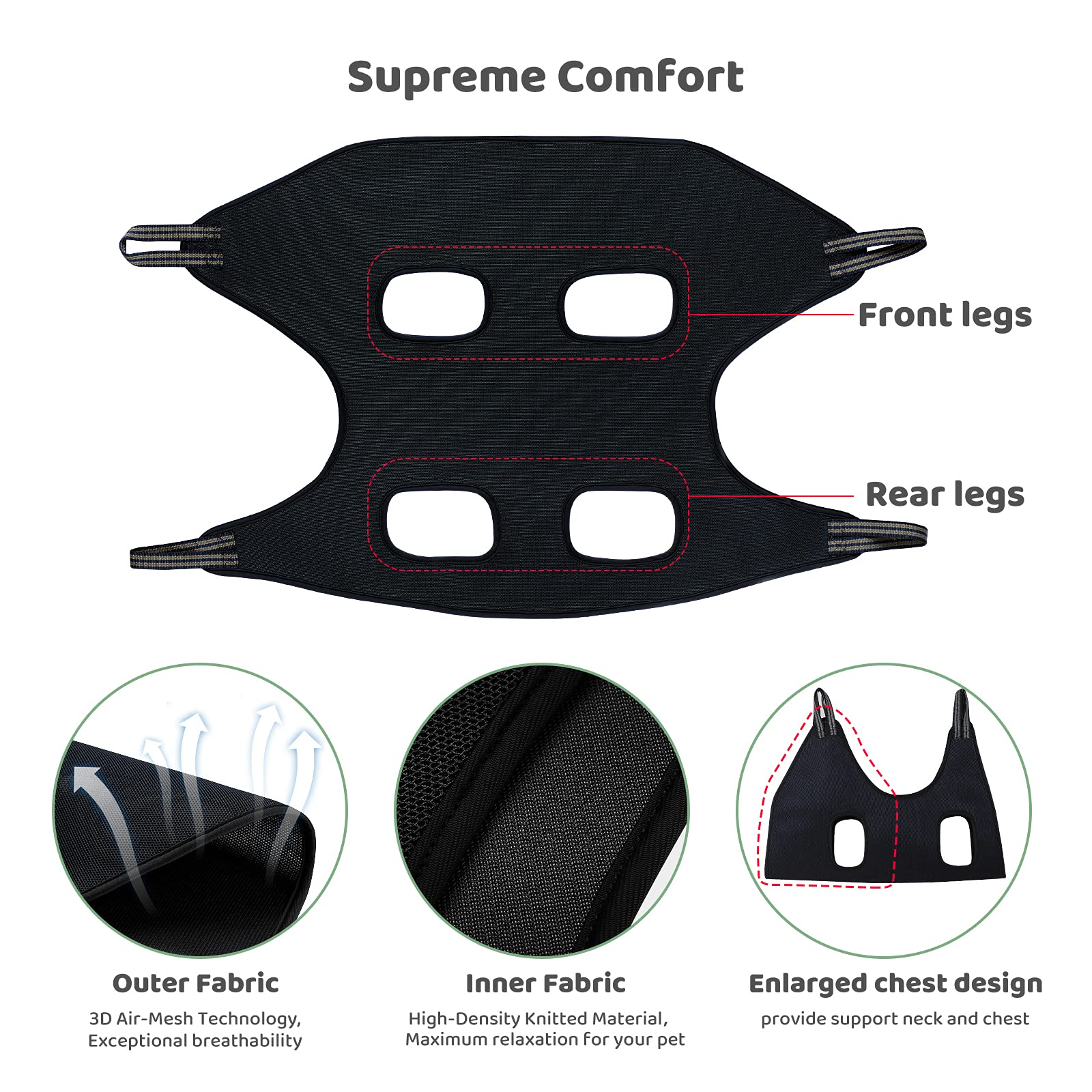 Guzekier grooming hammock harness side view for easy positioning