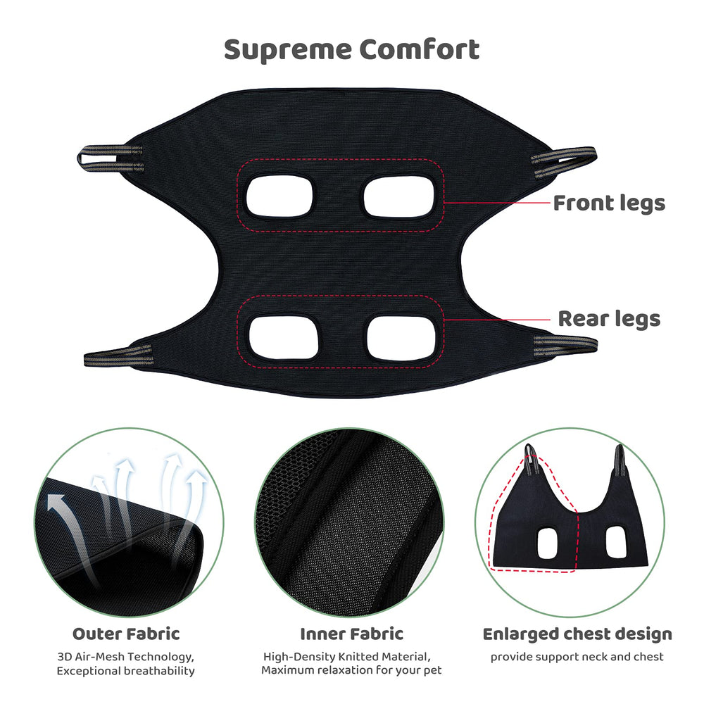 Guzekier grooming hammock harness side view for easy positioning