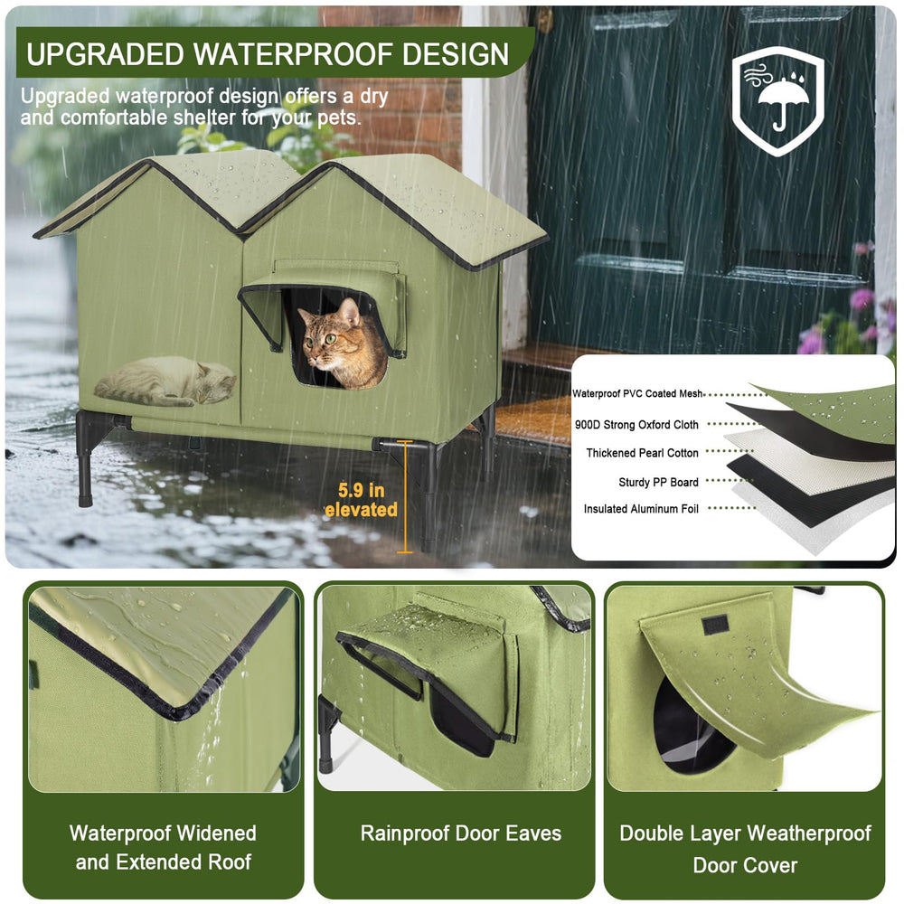 GUZROK weatherproof 900D Oxford exterior withstands rain and cold for feral cats.