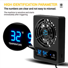 GxiaoAn reptile fan back view highlights the dual LED display for real-time monitoring.