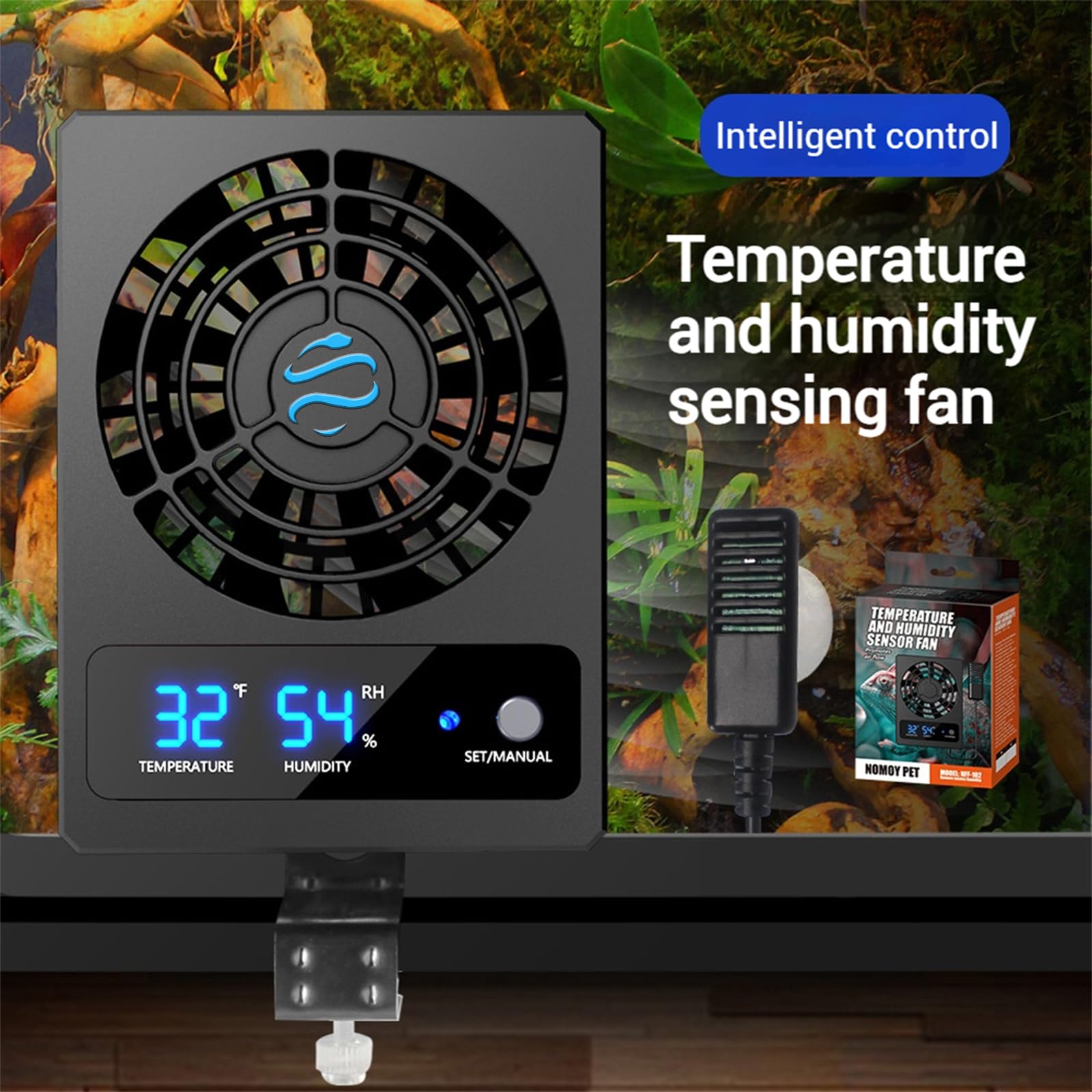 GxiaoAn reptile fan installation hooks demonstrate easy mounting on glass or mesh terrariums.