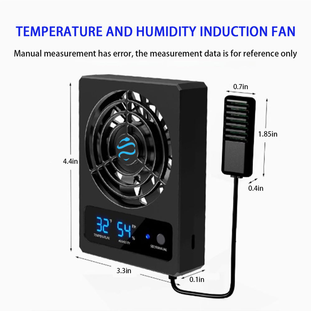 GxiaoAn reptile fan side view emphasizes the quiet motor for peaceful enclosure use.