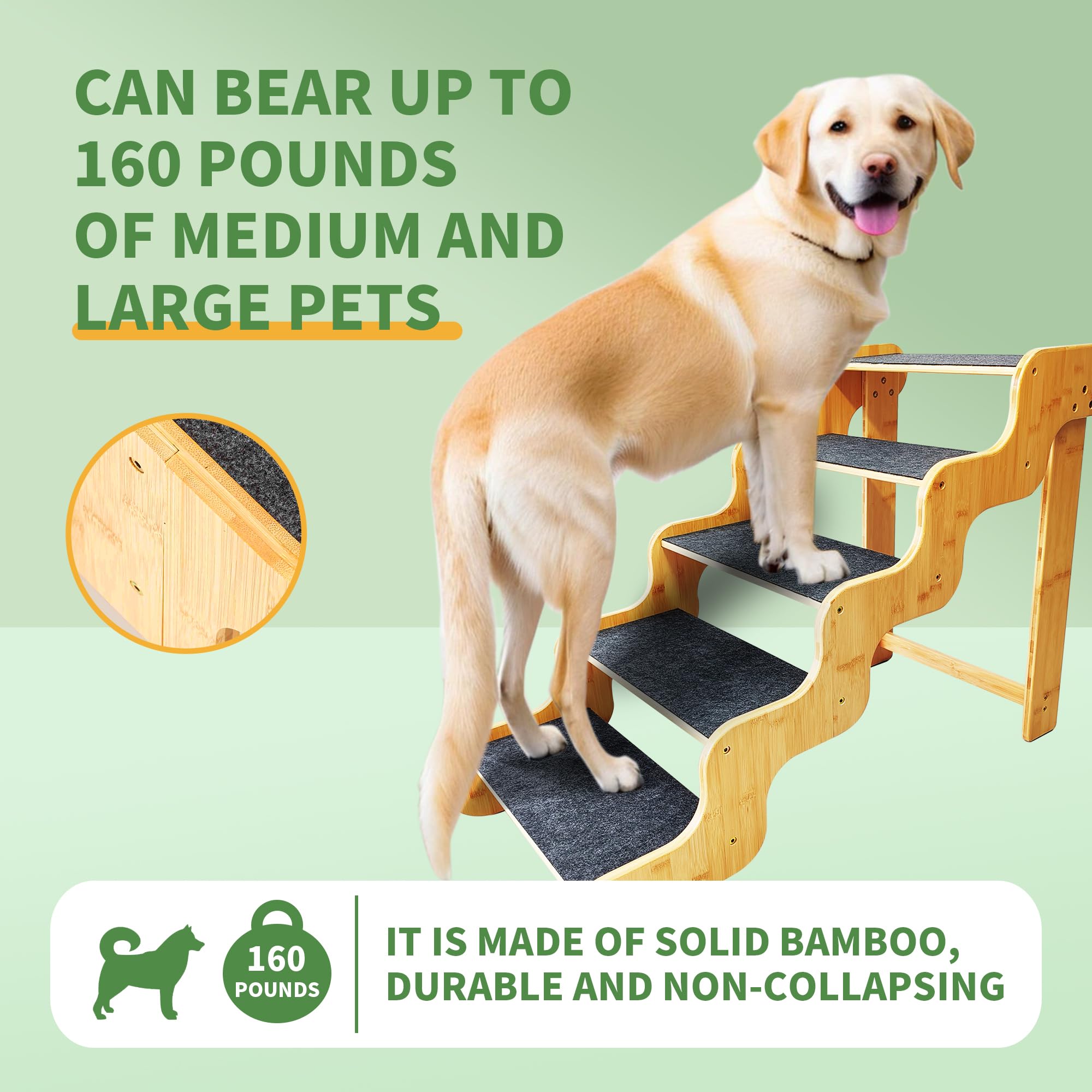 GXONE dog-stairs-bamboo-natural-material highlights durable natural bamboo construction