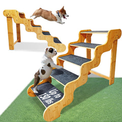 GXONE dog stairs bed-5-step showing compact five-step design for easy bed access