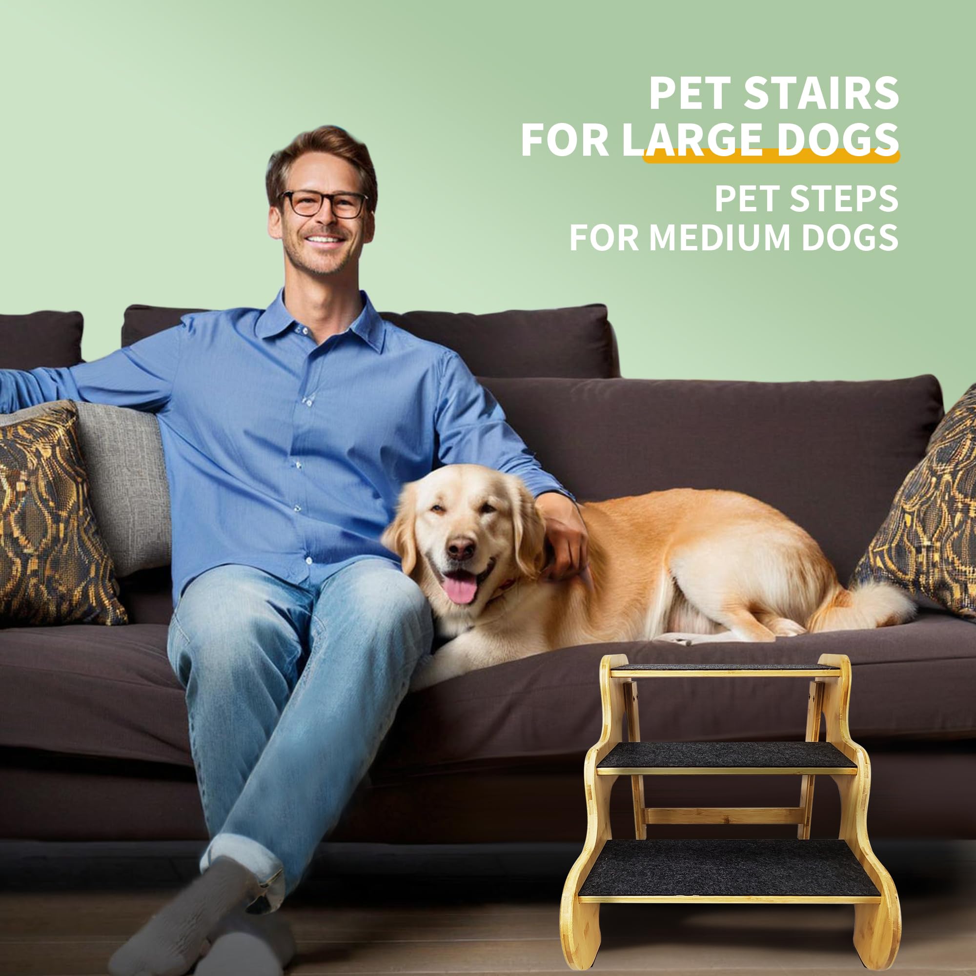GXONE dog-stairs-non-slip-felts emphasize safer footing