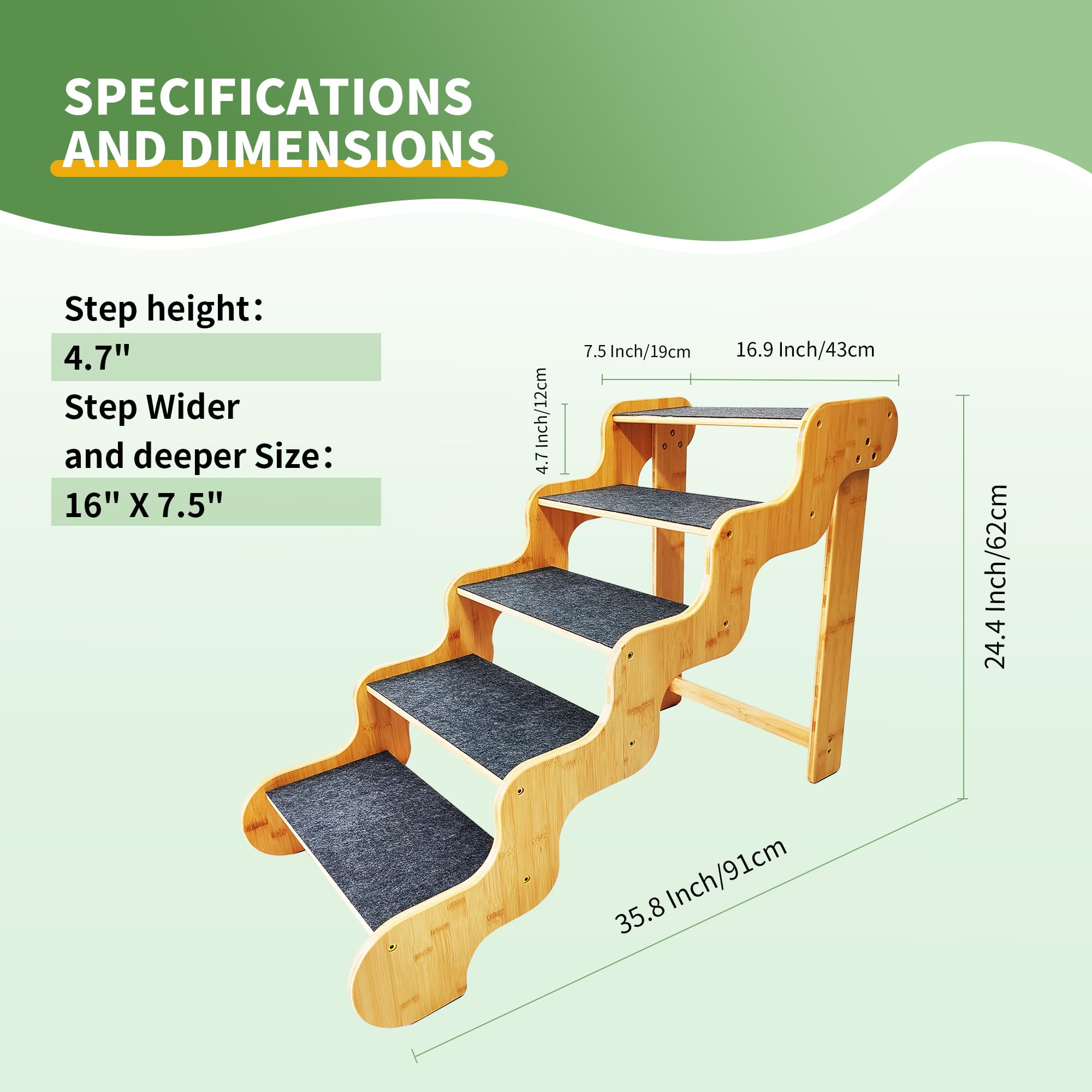 GXONE dog-stairs-wide-deep-landing features wide, stable landings for easy climbs