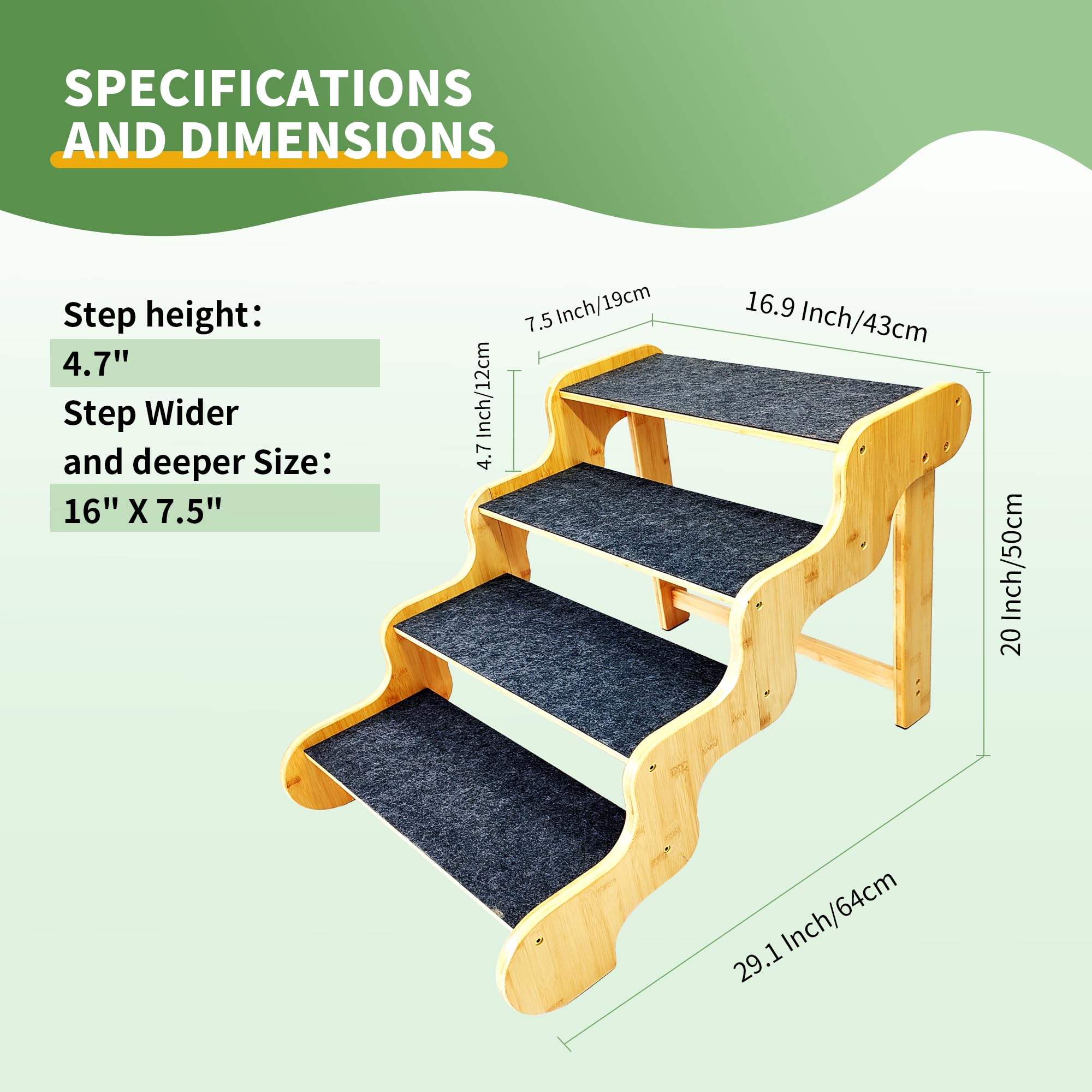 GXONE stairs wide-deep landing aids confident climbs for large dogs.
