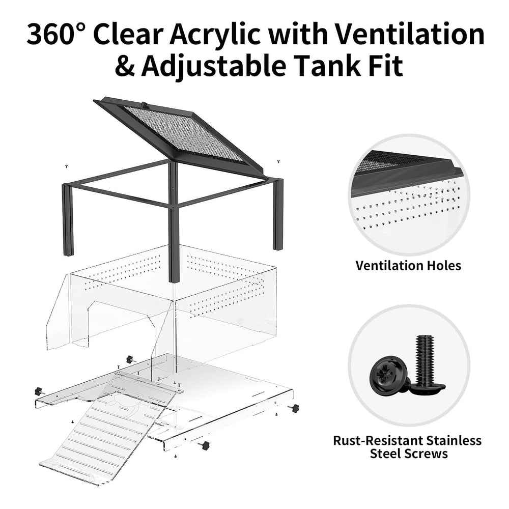 GYACS clear acrylic dock offers visibility and durable support for basking and feeding