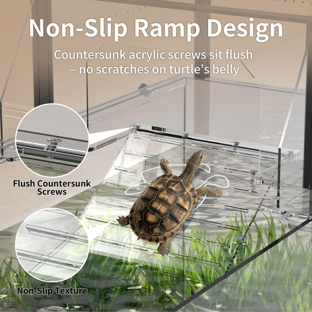 GYACS turtle dock ventilation image highlights side-rear holes for airflow and humidity control