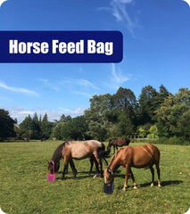 Gydoty feed bag showing adjustable strap and comfort neck pad for secure fit