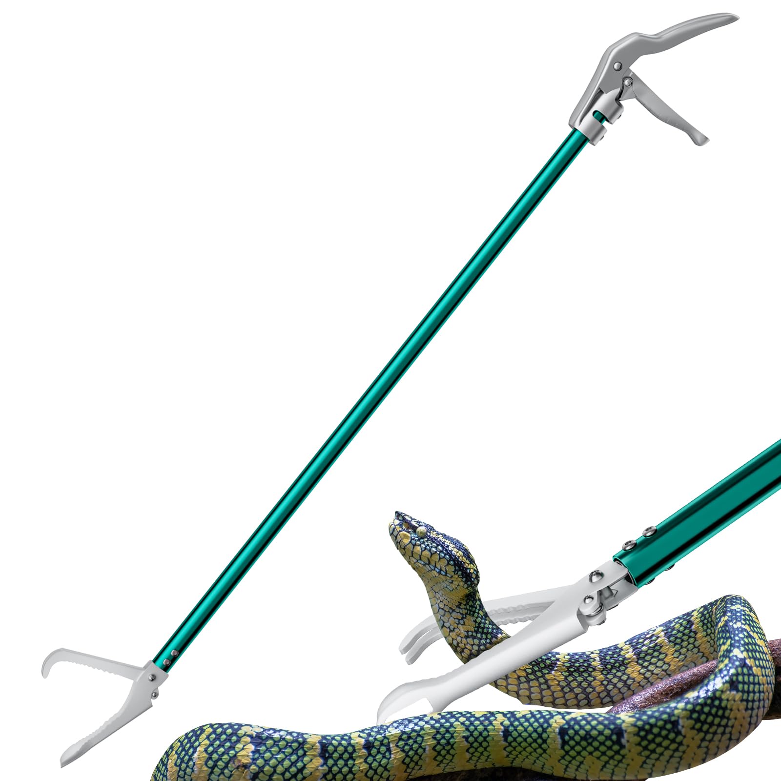 GYORGKSHI 60-inch extendable snake grabber in green for safe distant handling.