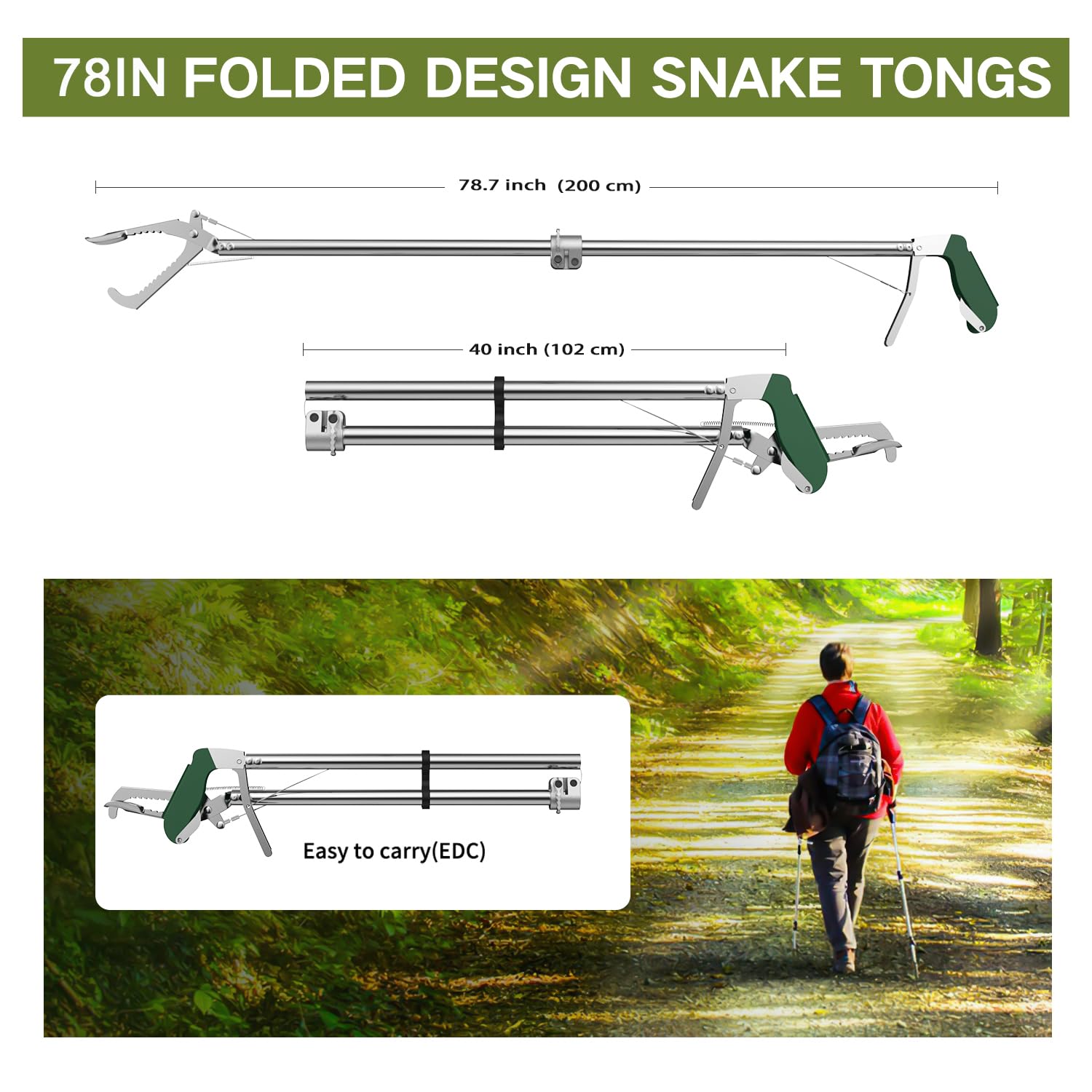 GYORGKSHI foldable 78-inch tongs collapsed for compact storage and transport