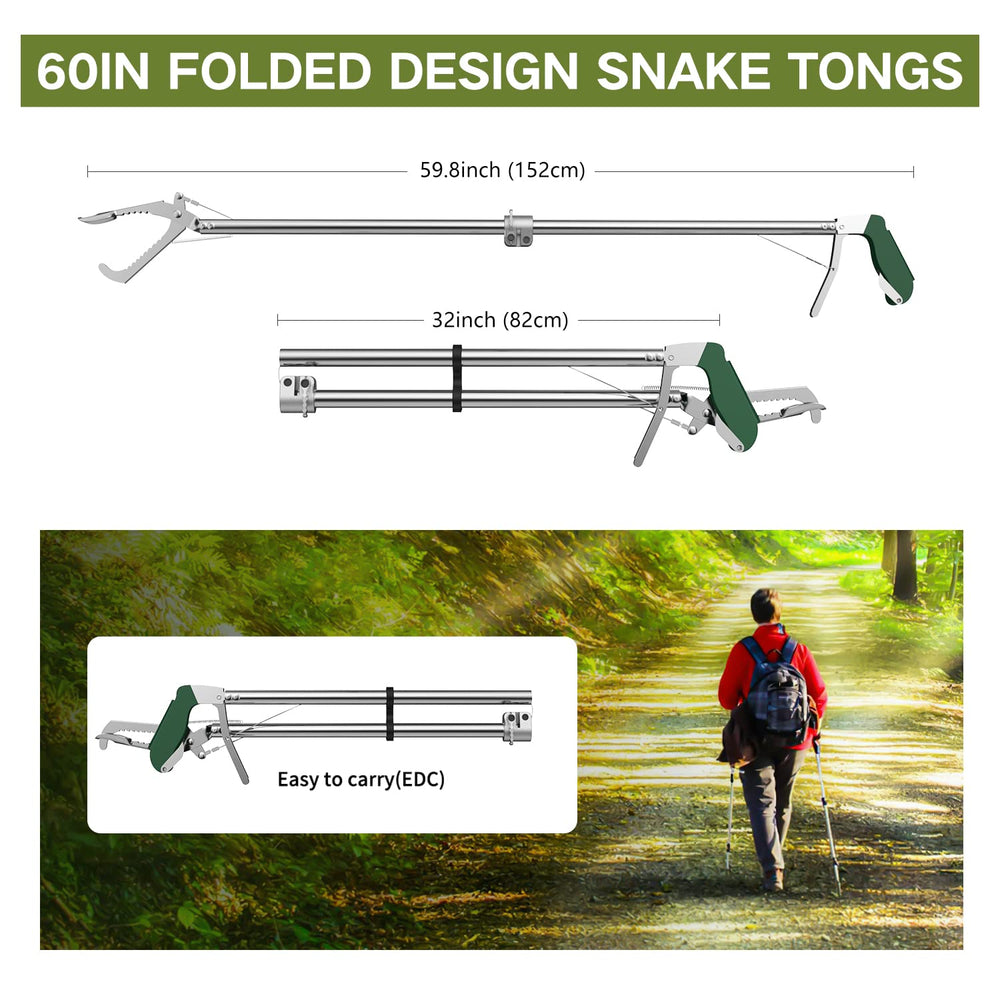 GYORGKSHI stainless steel snake catcher with rubber grip for secure handling.