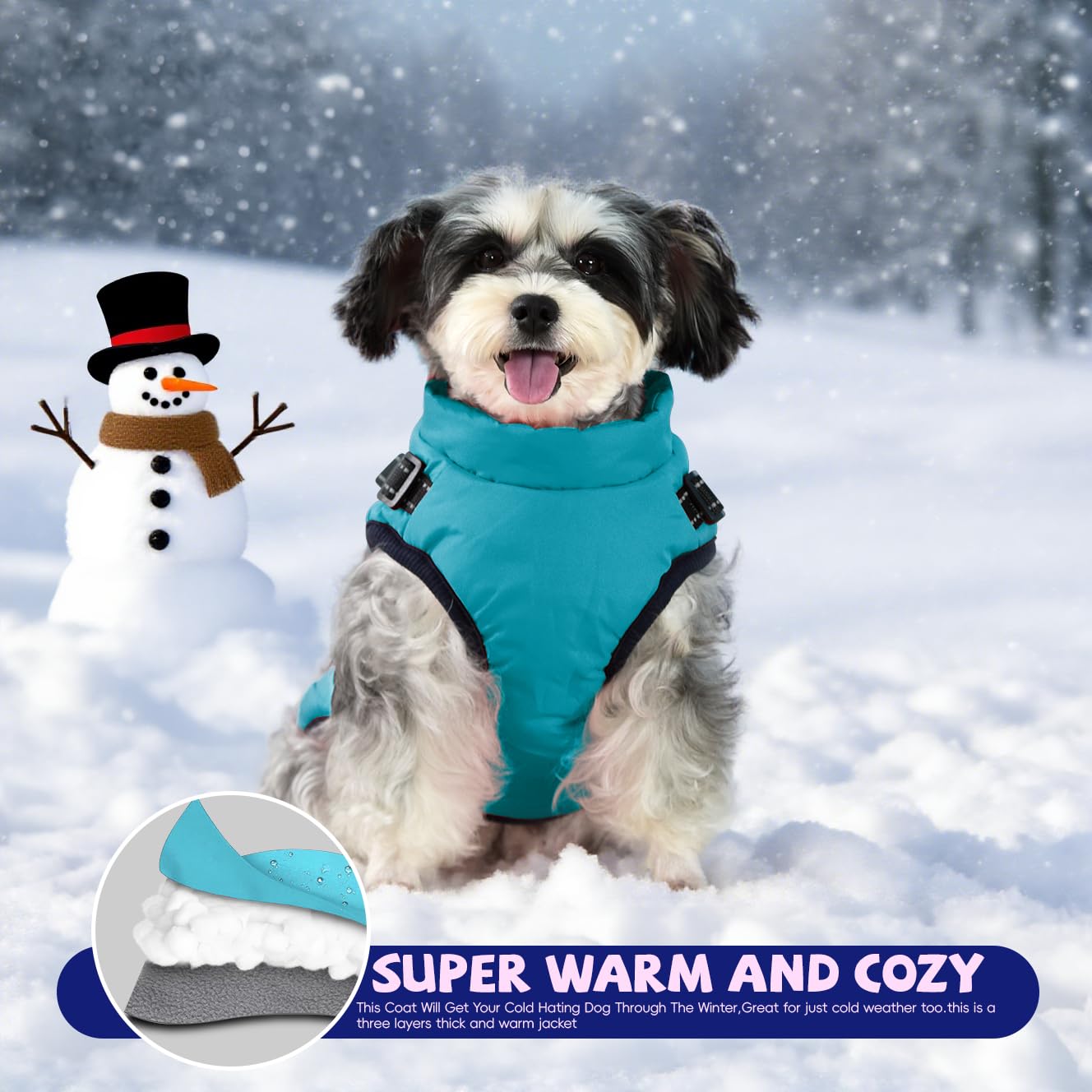 Gyuzh dog coat adjustable abdomen straps ensure a secure fit.