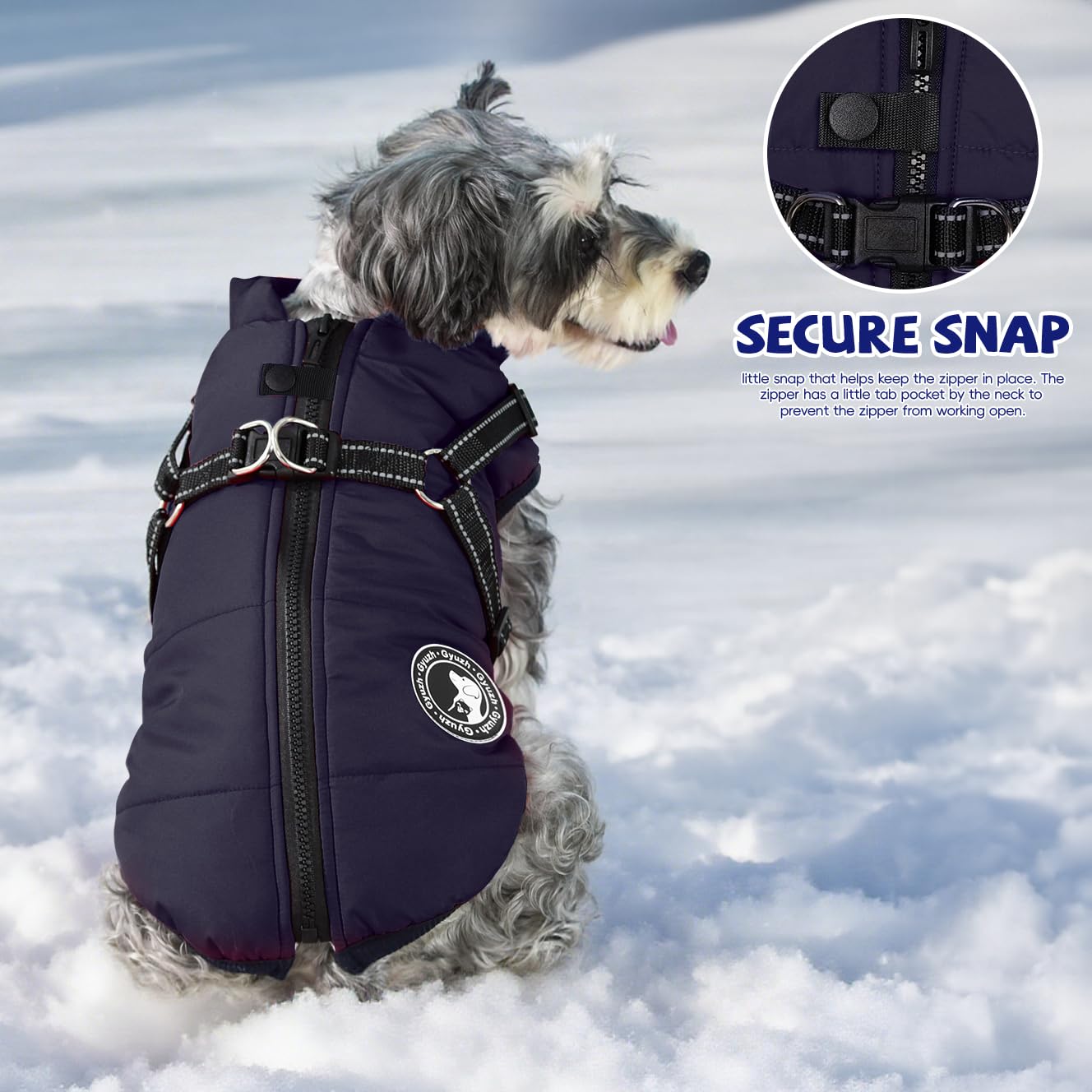 Gyuzh dog coat harness rain-ready for rain and snow days