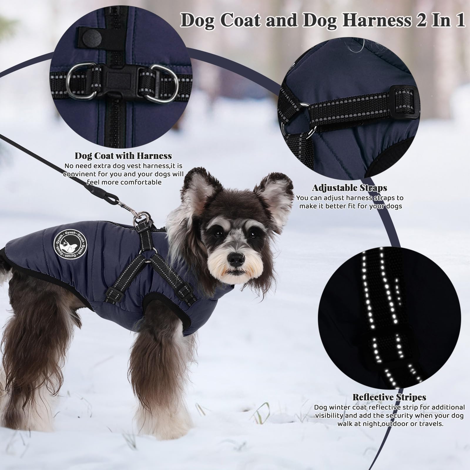 Gyuzh dog coat harness warm fleece lining for chilly park days