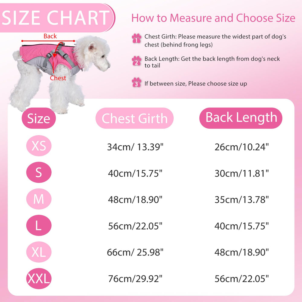 Gyuzh dog coat size chart guides proper selection for optimal warmth.