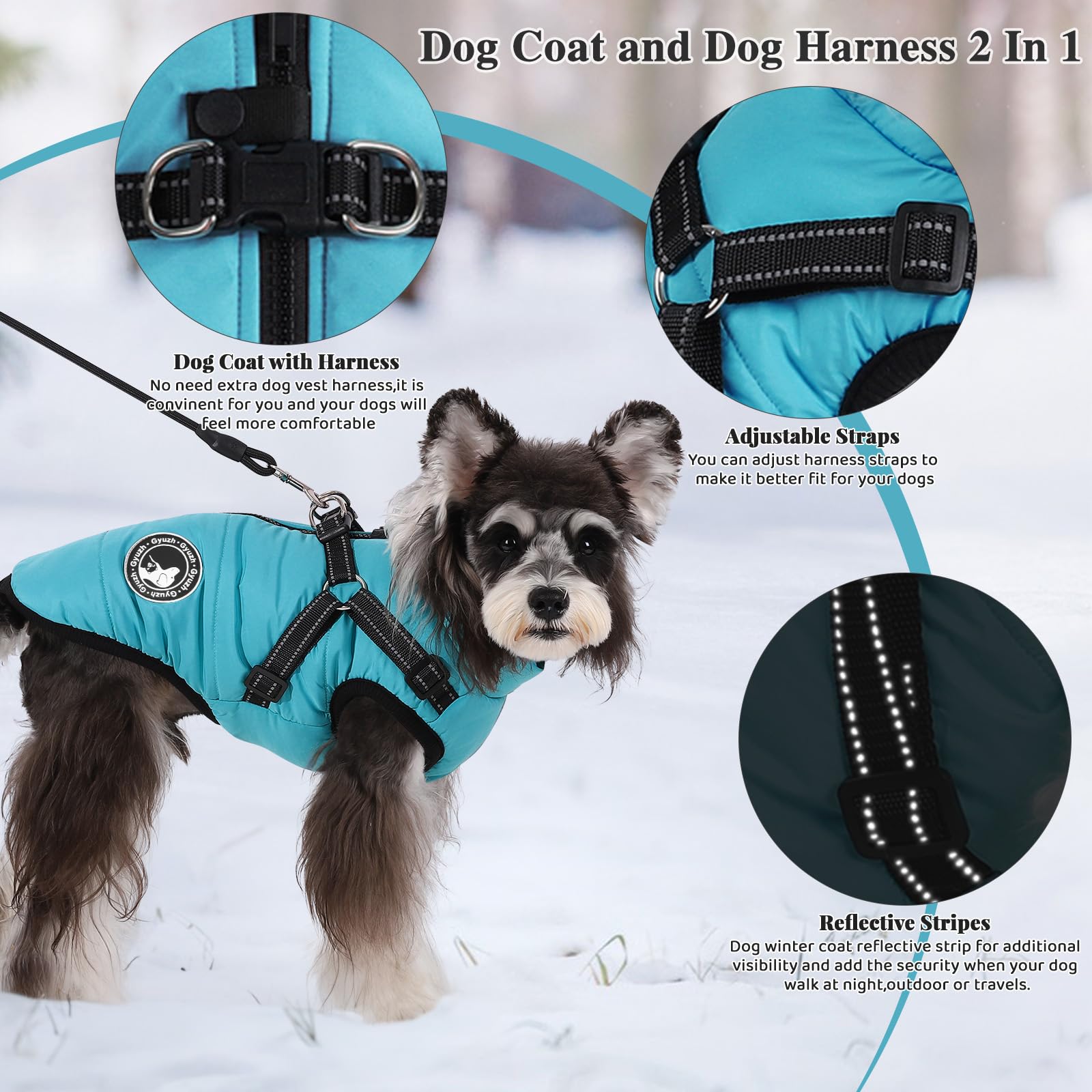 Gyuzh dog coat warm fleece lining for cozy winter strolls.