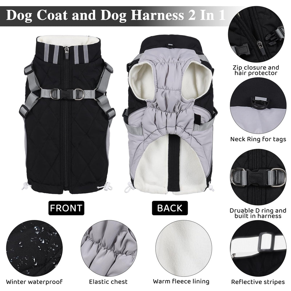 Gyuzh dog coat waterproof fabric close-up emphasizes durable outer layer and padded warmth