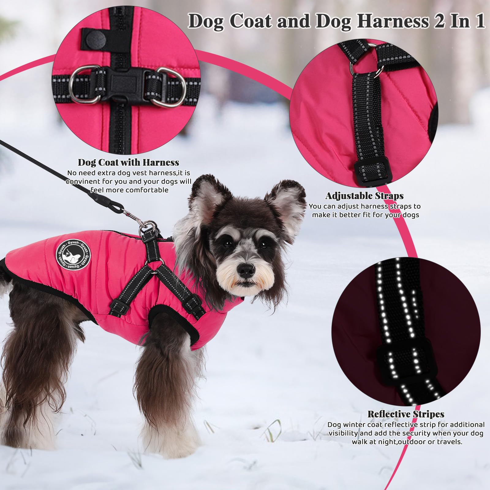 Gyuzh Dog Coat waterproof outer shell protects against rain while maintaining freedom of movement.