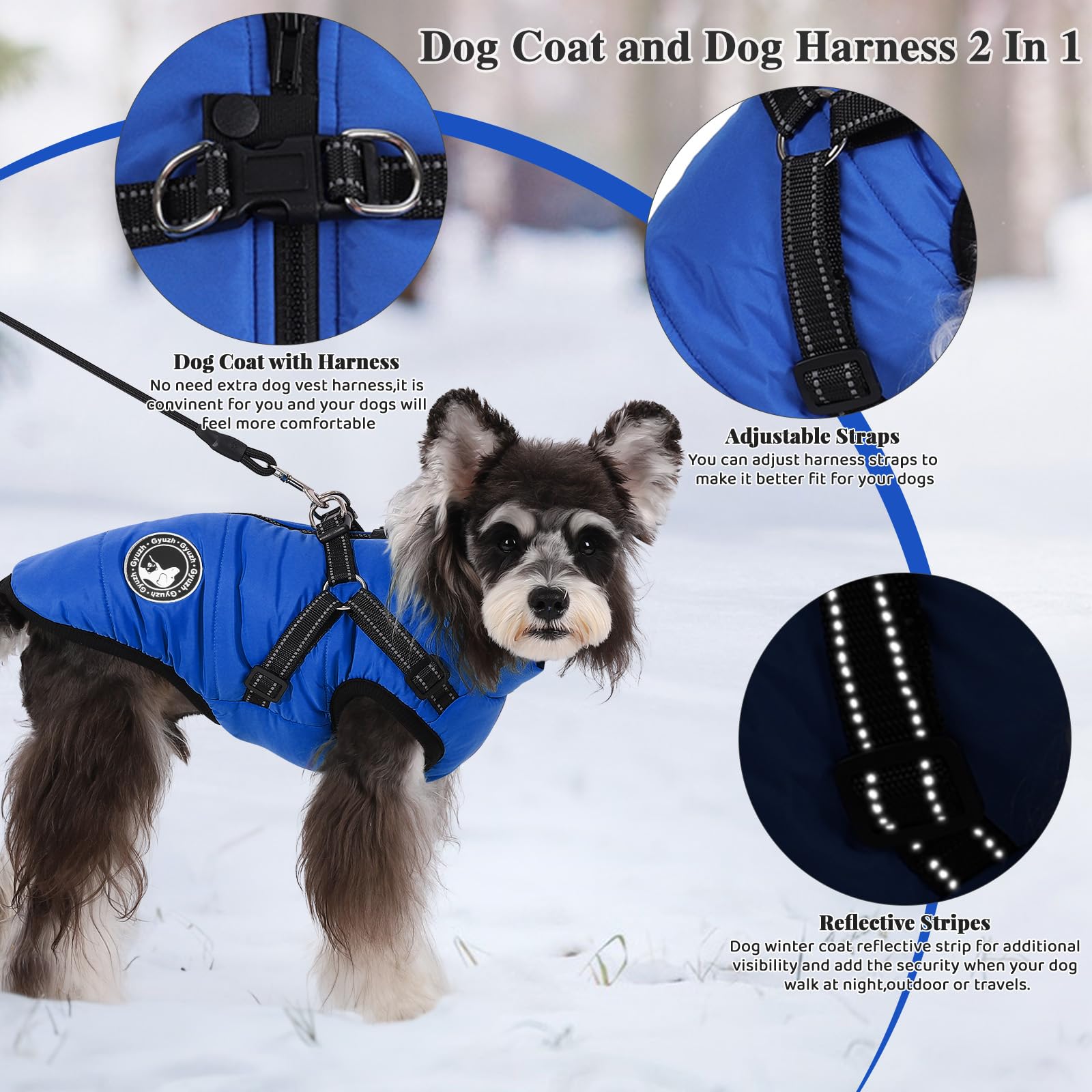 Gyuzh dog coat waterproof fabric keeps pets dry during rainy or snowy walks