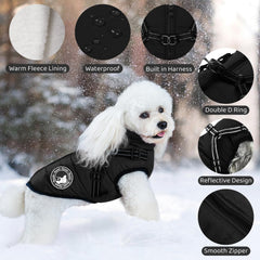 Gyuzh dog coat with harness reveals warm fleece inner for chilly outings