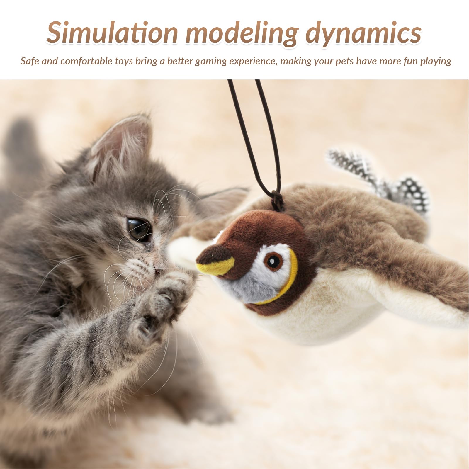 GYZOMKBIU Flying Bird Cat Toy flapping tail sparks hunting instincts during sessions.