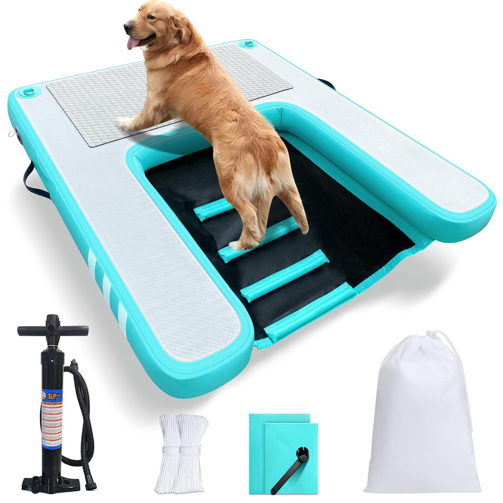 GZYSINFLA inflatable dog ramp on boat deck aids easy access