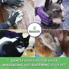 H HANDSON pet grooming gloves brushing fur feature flexible nodules for gentle massage.