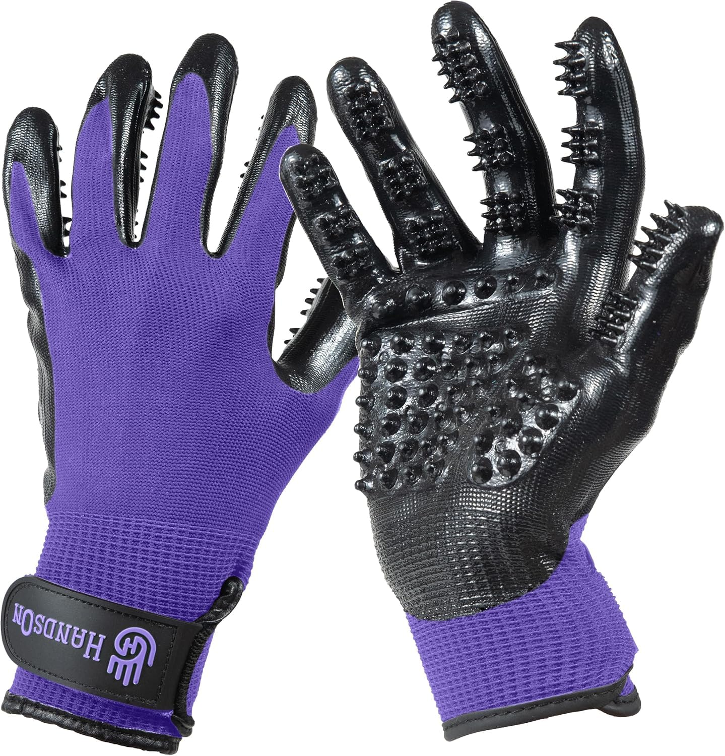 H HANDSON Pet Grooming Gloves closeup of soft bristles for gentle brushing and deshedding