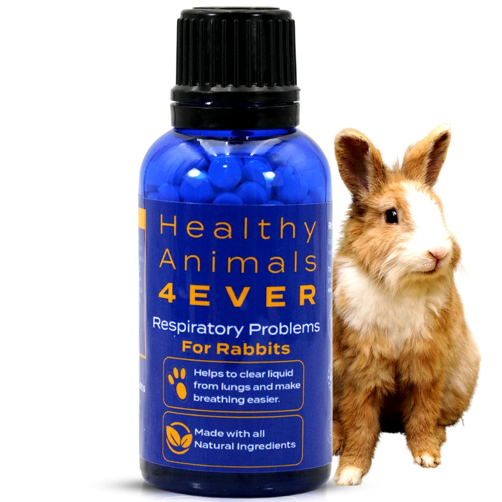 HealthyAnimals4Ever HA4E rabbit respiratory treatment bottle demonstrates convenient, all-natural breathing support.