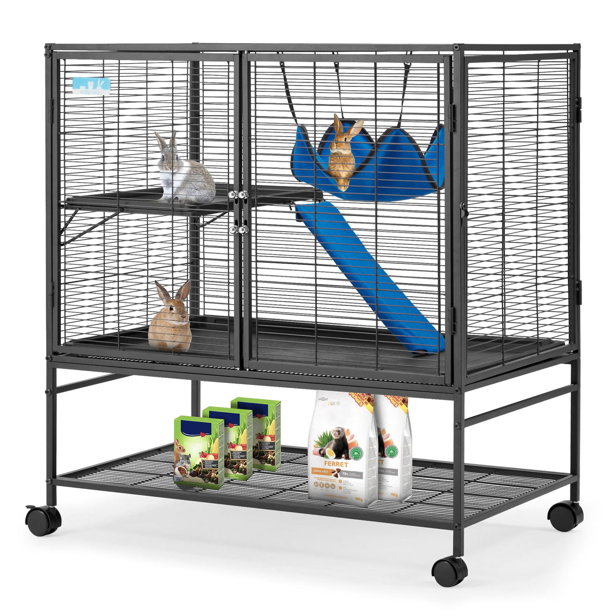 HABUTWAY 40-inch ferret cage exterior view highlights rust-resistant metal and sturdy construction.