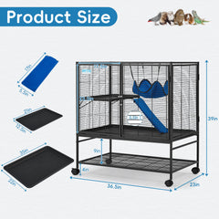 HABUTWAY interior 2-tier setup with shelves and platforms for active small pets.