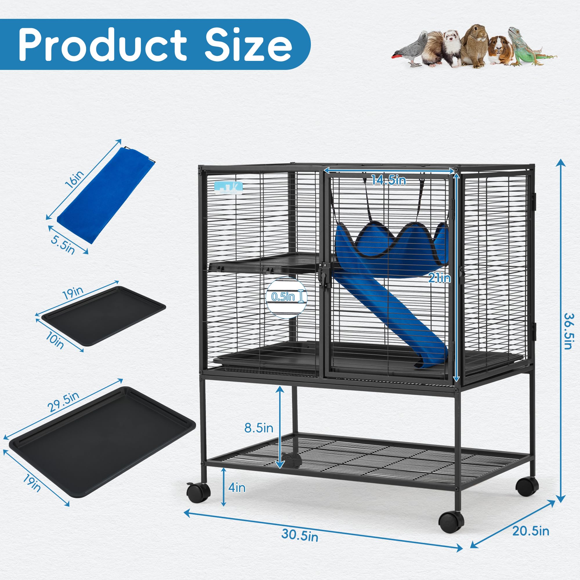 HABUTWAY ferret cage bar spacing 0.5 inch keeps pets contained safely
