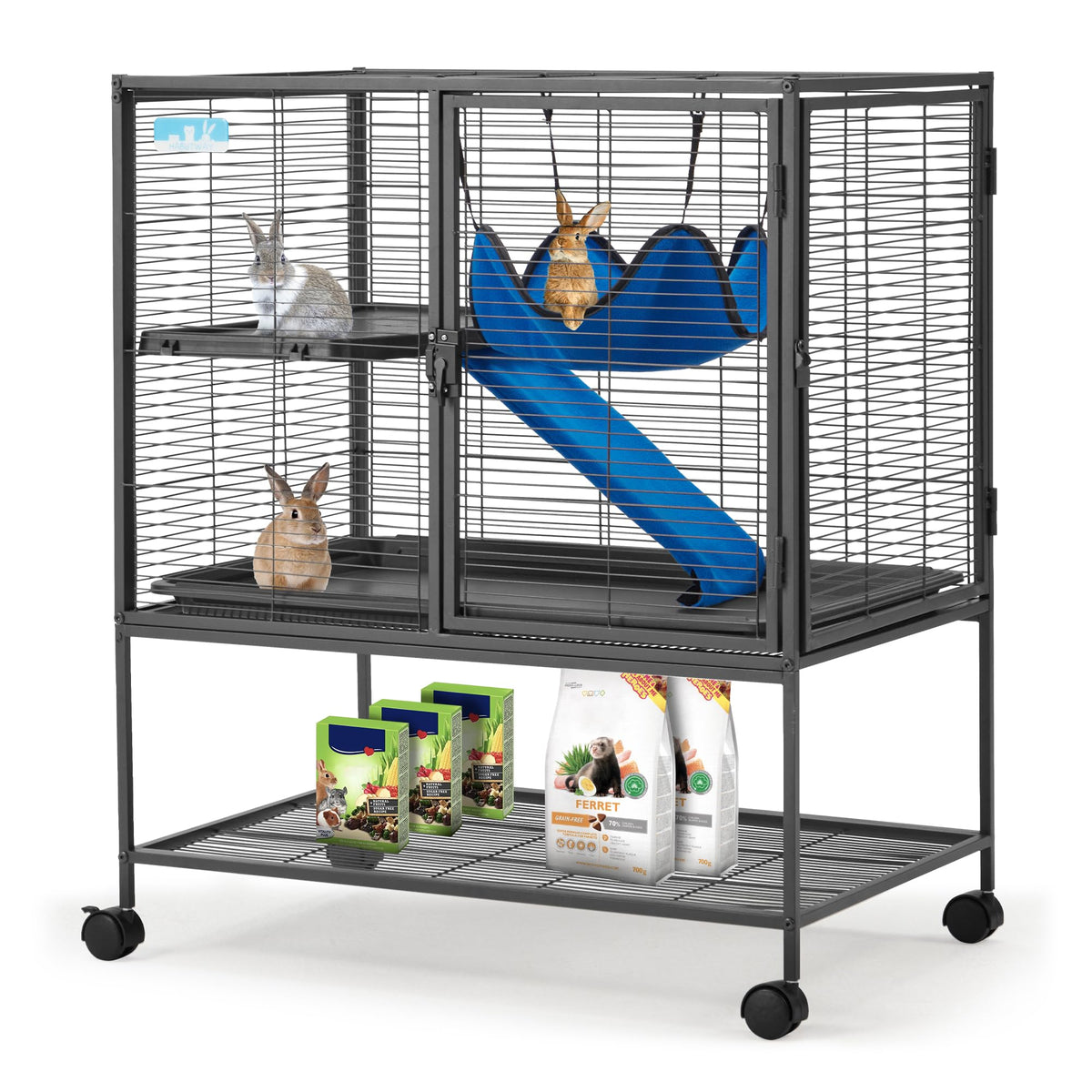HABUTWAY large ferret cage front view highlighting sturdy frame for secure play