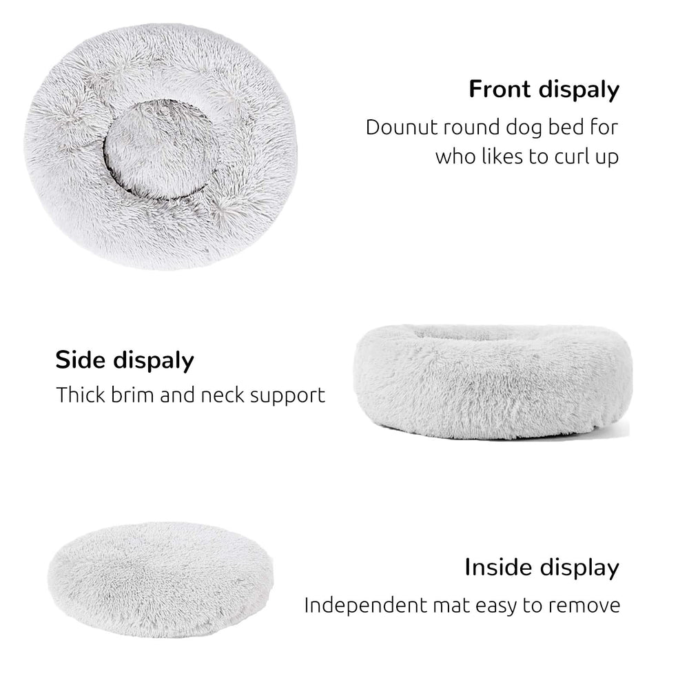 HACHIKITTY Calming Donut Cuddler bed neck support provides restful position and security.