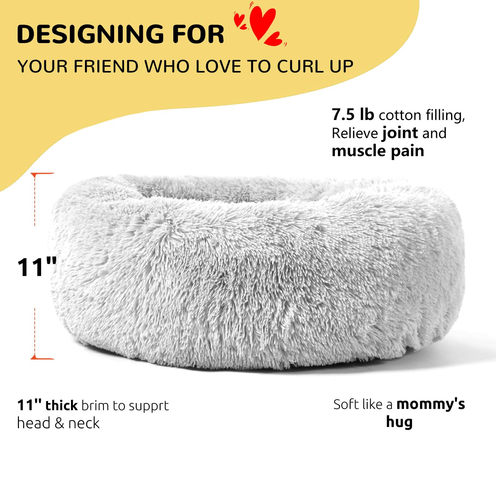 HACHIKITTY Calming Donut Cuddler XL donut-shape close-up highlights plush fur warmth