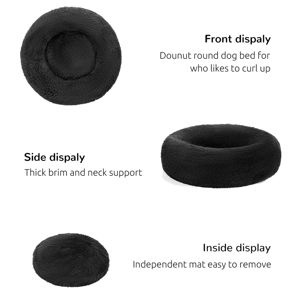 HACHIKITTY hypoallergenic, machine-washable dog bed in black