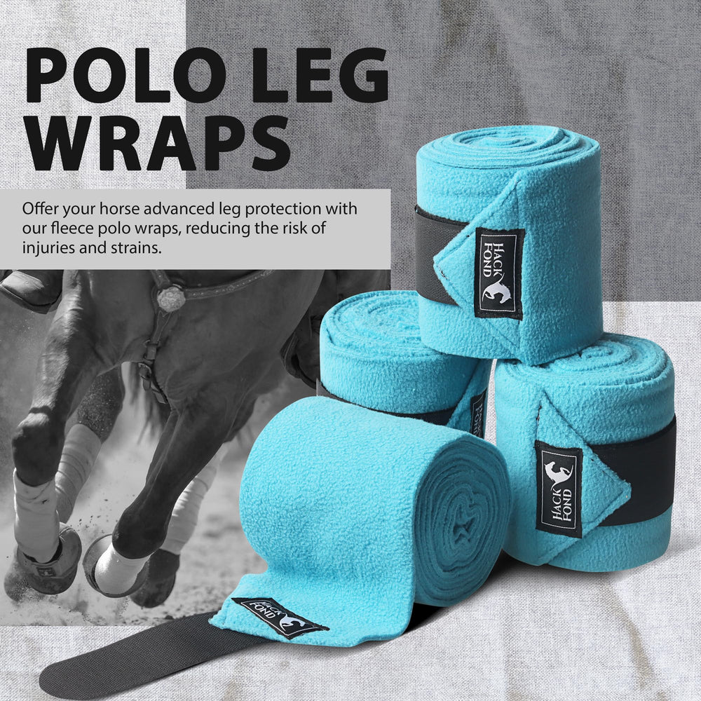 HackFond set of four polo wraps on a horse leg during routine exercise, highlighting comfort