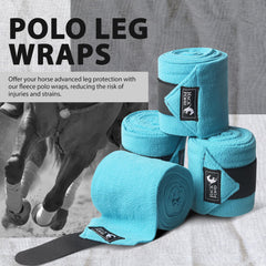 HackFond set of four polo wraps on a horse leg during routine exercise, highlighting comfort