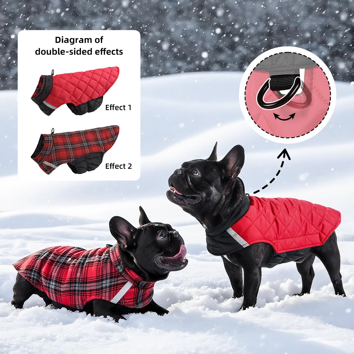 Hahbabya coat features a reflective leash hole for safer night walks