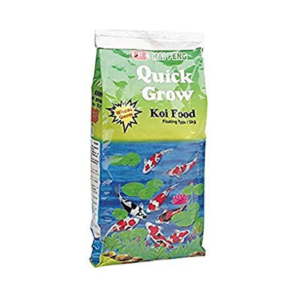 Hai Feng Quick Grow koi food pellets close-up showing balanced nutrition for healthy growth