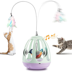 HAIPPILLY interactive cat toy chirping bird in cage boosts exercise and curiosity