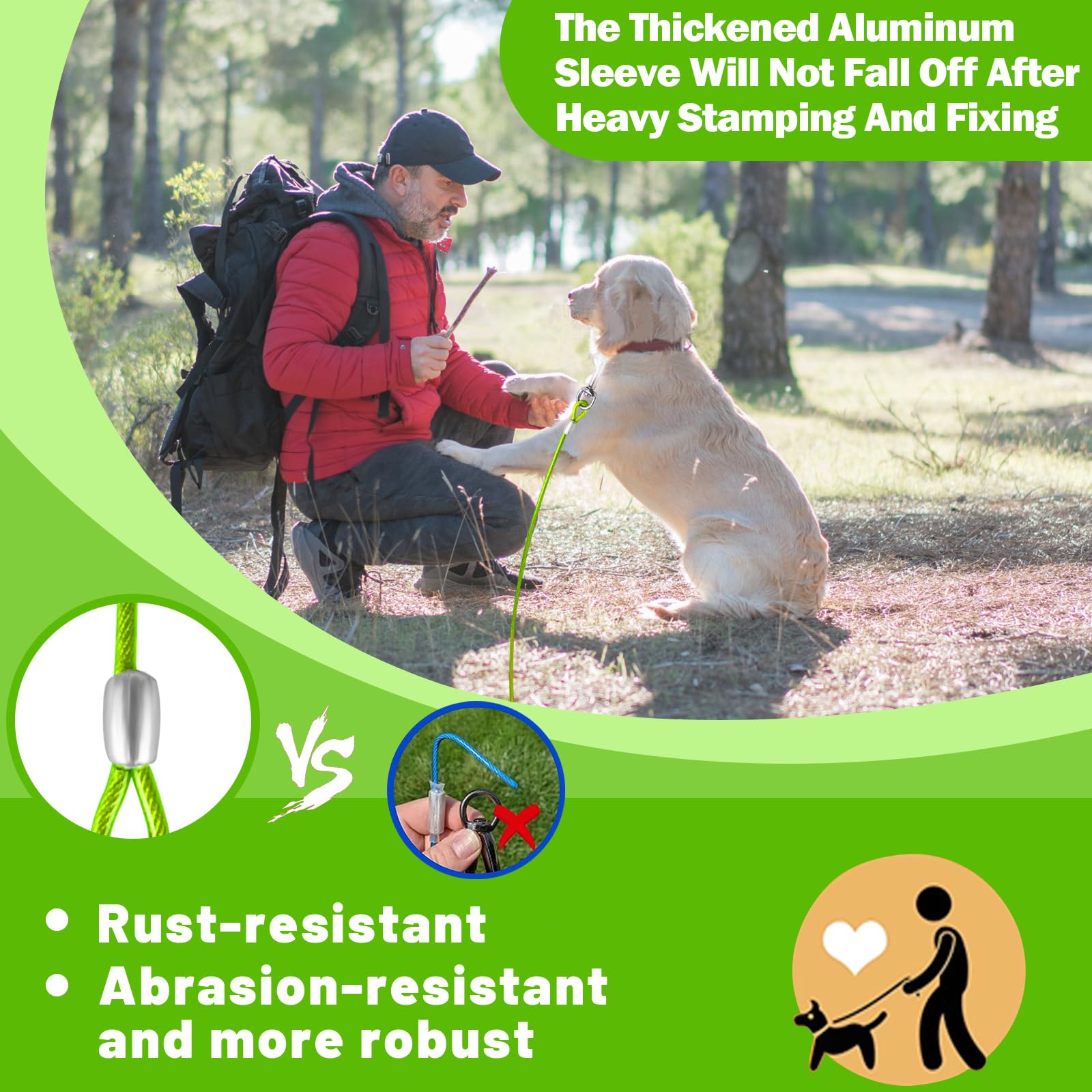 HaiYUAN: cable de 30 pies para perros, uso duradero en exteriores.